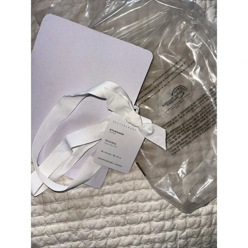 Pottery Barn Harper Blue Standard Pillow Shams Pair Cotton Classic Bedding NWT